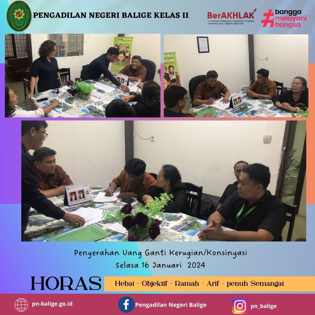 Penyerahan Uang Ganti Kerugian/Konsinyasi Penyerahan Uang Ganti Kerugian/Konsinyasi